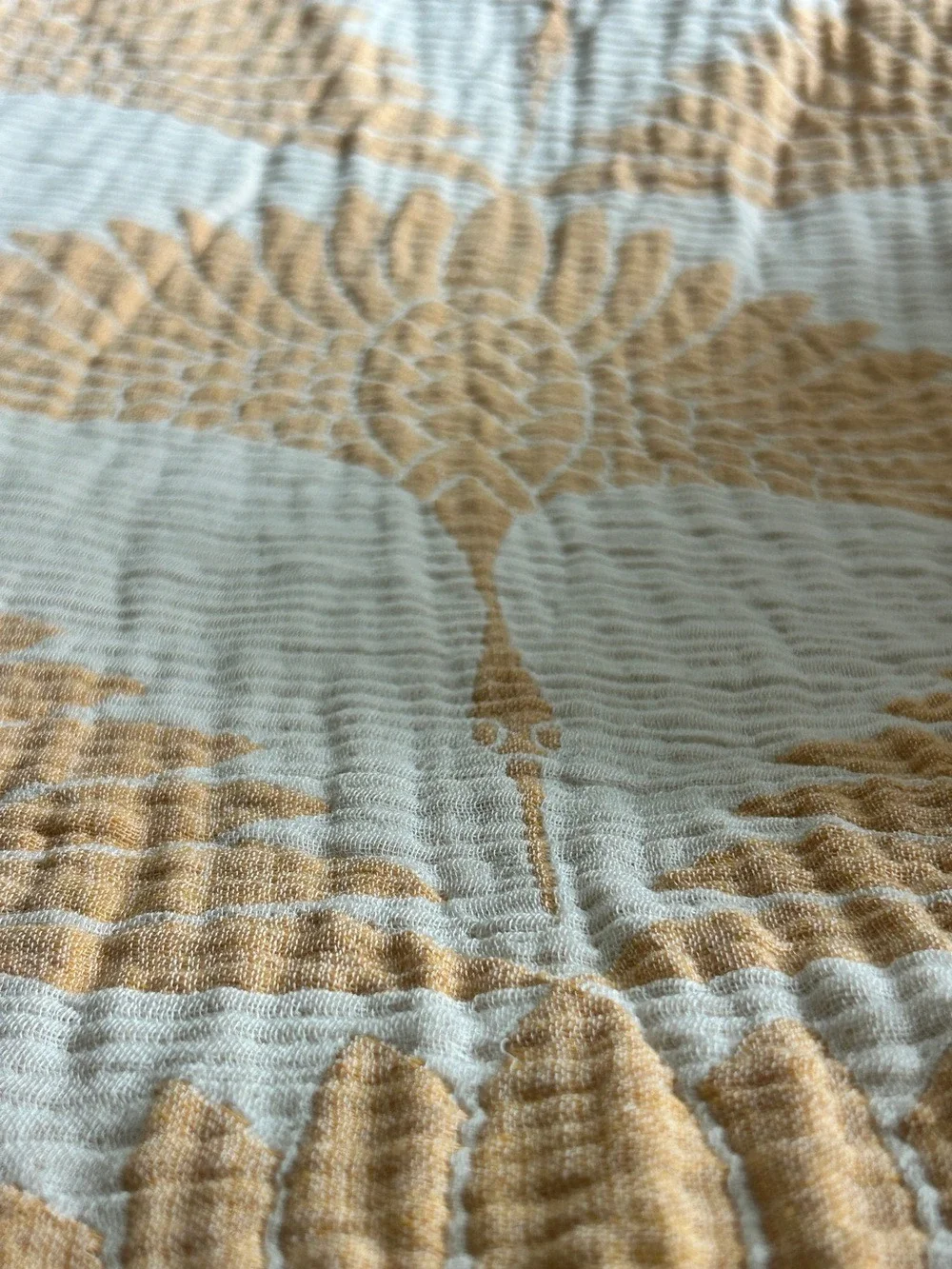 Woven + Quilted Cotton Throw Blanket Indoor Outdoor 55 x 77 Yellow Orange NEW